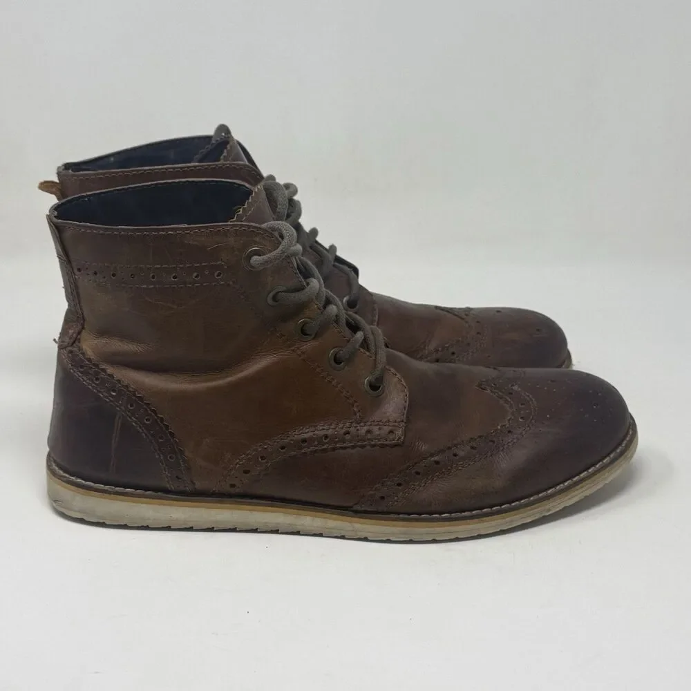 Crevo Boardwalk Chukka Boots Mens 13 Brown Leather Lace Up Hipster City Preppy